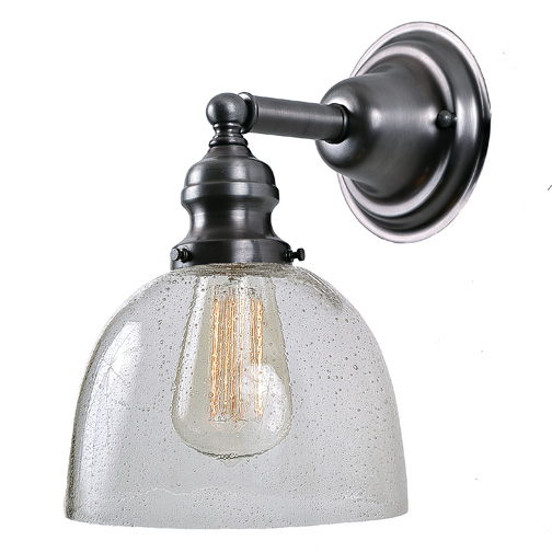 JVI Designs 1210-18 S5-CB One light Union Square wall sconce gun metal finish 7" Wide, seeded mouth blown glass shade
